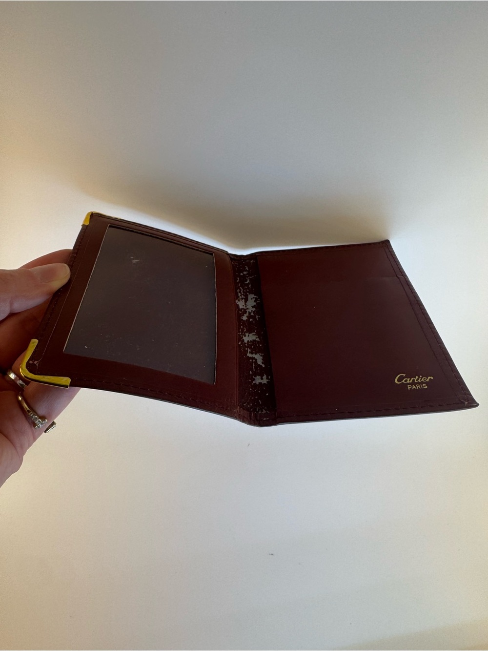 Cartier Leather wallet Must De Cartier Bordeaux Gold Corner Hardware 80s Vintage - Picture 5 of 11